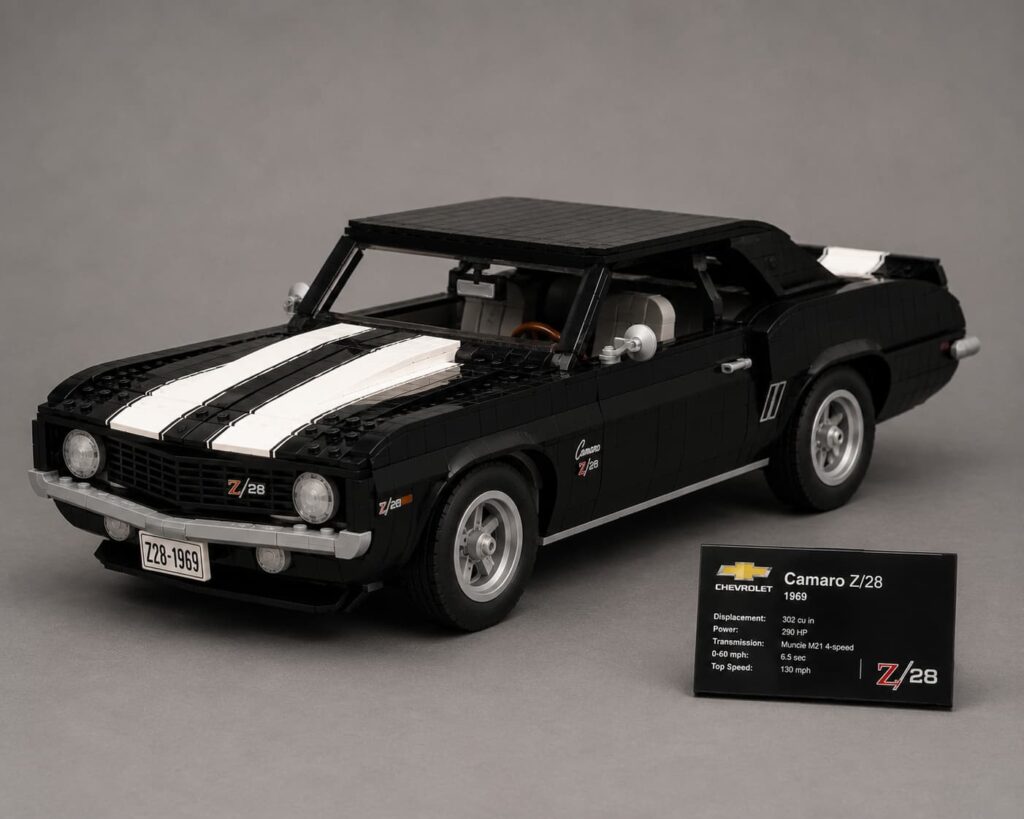 LEGO Icons Chevrolet Camaro Z28 — a 1:8 scale muscle car built brick by brick